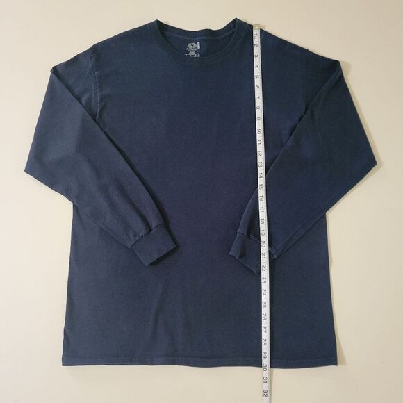 Fruit of the Loom Men's Black Crewneck Long Sleeve Pullover Tee - Picture 7 of 12